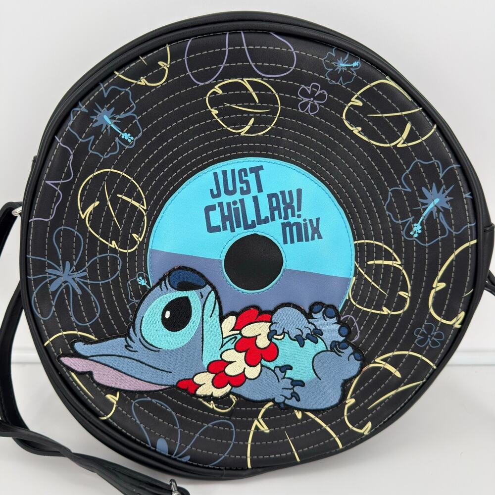 Disney Parks Lilo & Stitch Just Chillax Mix Vinyl Record Crossbody Bag Purse - Picture 9 of 10